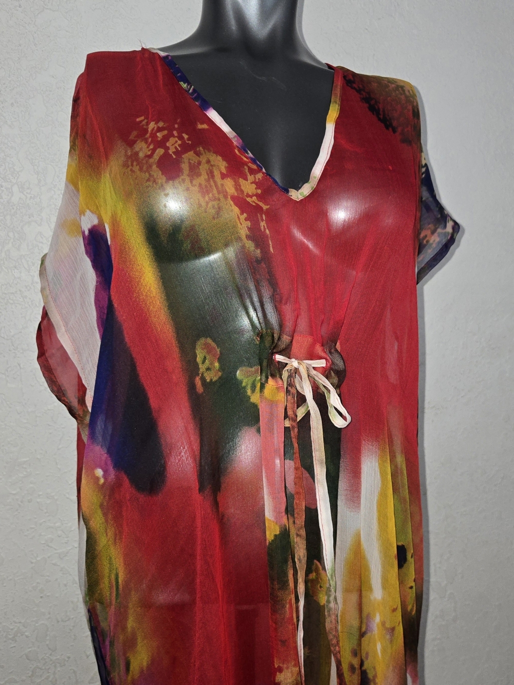 Abstract Watercolor Sheer Coverup